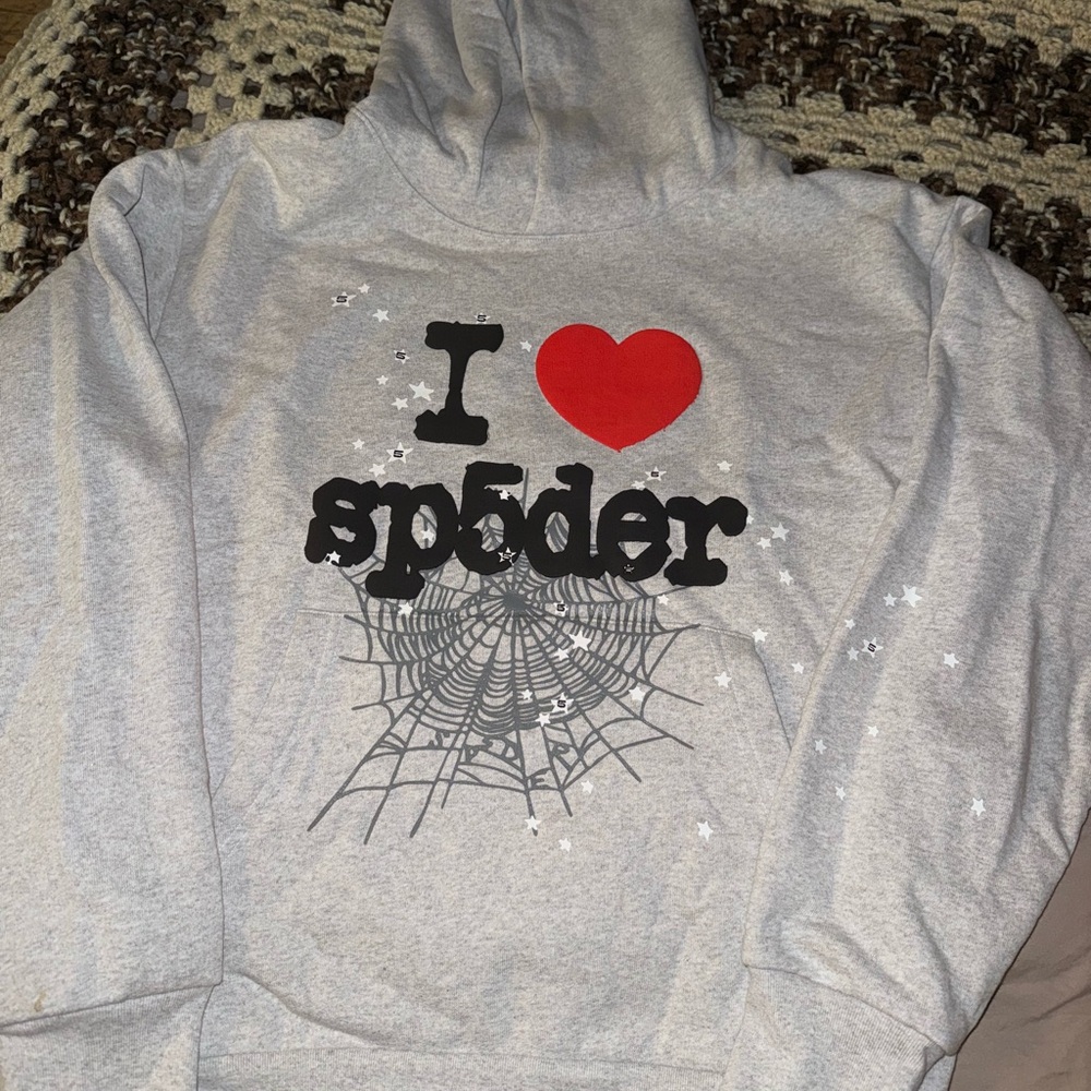 Spyder Gray Hoodie with Red Heart Design